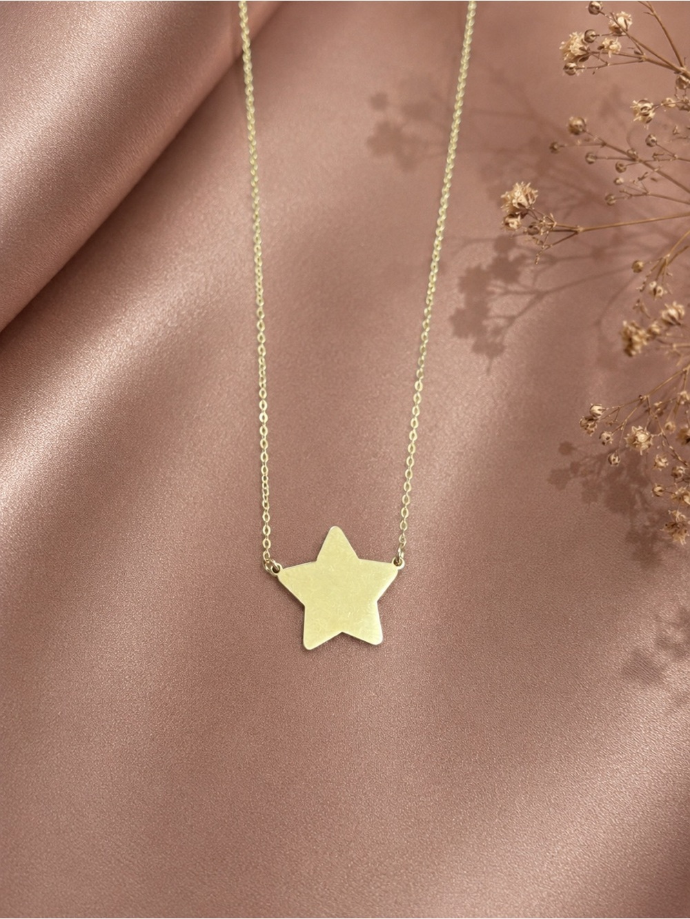 14k Yellow Gold Star Pendant Necklace - Women Jewelry - Picture 1 of 12
